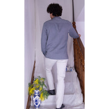 Charger l'image dans la galerie, Chemise h. Adénium - Mini chevron de coton bio Marine & Blanc