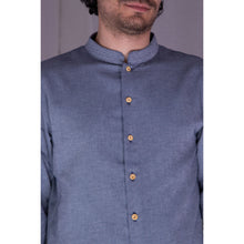 Charger l'image dans la galerie, Chemise h. Adénium - Mini chevron de coton bio Marine & Blanc