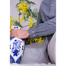 Charger l'image dans la galerie, Chemise h. Adénium - Mini chevron de coton bio Marine & Blanc