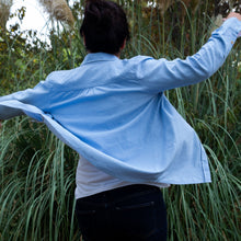 Charger l'image dans la galerie, Chemise f. Calathéa - Coton bio Ciel & Triangle jaune