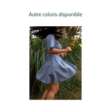 Charger l'image dans la galerie, Robe Anémone COURTE - Chambray de coton bio Ciel