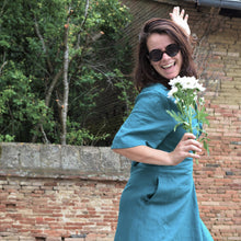 Charger l'image dans la galerie, Robe Anémone MIDI - Lin Vert paon