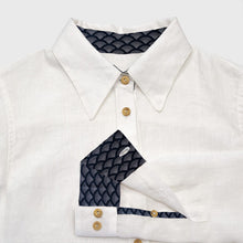 Charger l'image dans la galerie, Chemise f. Calathéa - Lin Blanc cassé & Ecaille marine