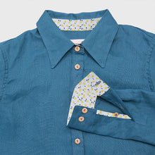 Charger l'image dans la galerie, Chemise f. Calathéa - Lin Vert paon & Citron jaune