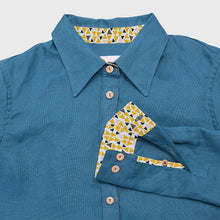 Charger l'image dans la galerie, Chemise f. Calathéa - Lin Vert paon & Triangle jaune