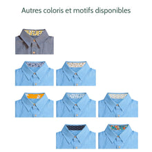 Charger l'image dans la galerie, Chemise f. Calathéa - Coton bio Ciel & Triangle jaune