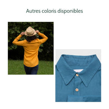 Charger l'image dans la galerie, Chemise f. Calathéa - Lin Blanc cassé & Triangle jaune