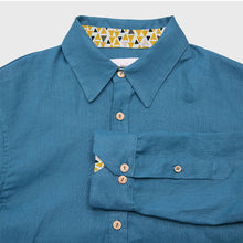 Charger l'image dans la galerie, Chemise h. Hoya - Lin Vert paon sans motif