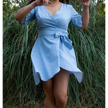 Charger l'image dans la galerie, Robe Anémone COURTE - Chambray de coton bio Ciel