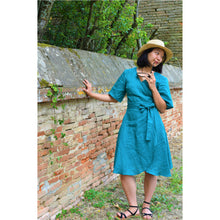 Charger l'image dans la galerie, Robe Anémone COURTE - Lin Vert paon