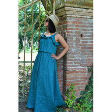Charger l'image dans la galerie, Robe Campanule LONGUE - Lin Vert paon