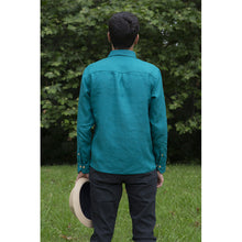 Charger l'image dans la galerie, Chemise h. Hoya - Lin Vert paon sans motif