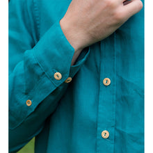 Charger l'image dans la galerie, Chemise h. Hoya - Lin Vert paon sans motif