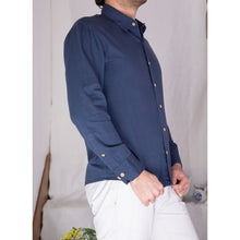 Charger l&#39;image dans la galerie, Chemise h. Hoya - Coton bio Bleu ardoise sans motif
