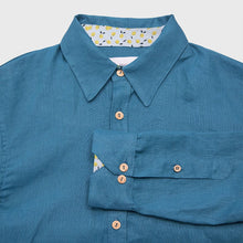 Charger l&#39;image dans la galerie, Chemise h. Hoya - Lin Vert paon sans motif
