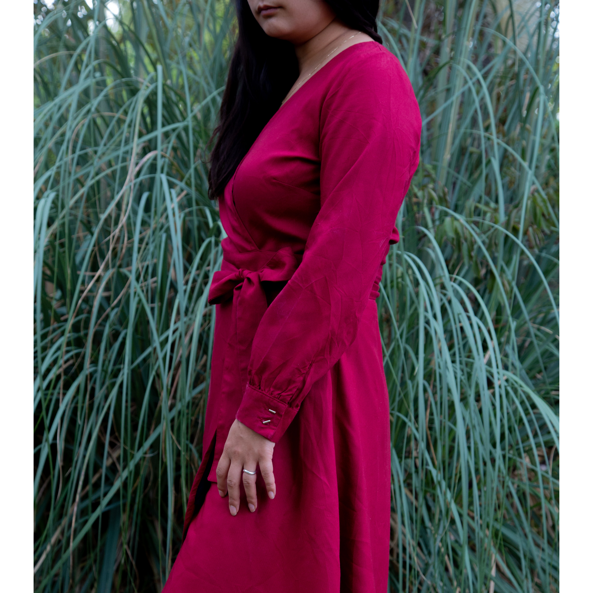 Robe Hellébore LONGUE Lyocell Rouge carmin - Main Image