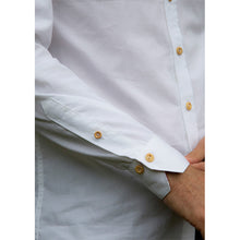 Charger l&#39;image dans la galerie, Chemise h. Hoya - Coton bio Blanc motif Tropique rouge
